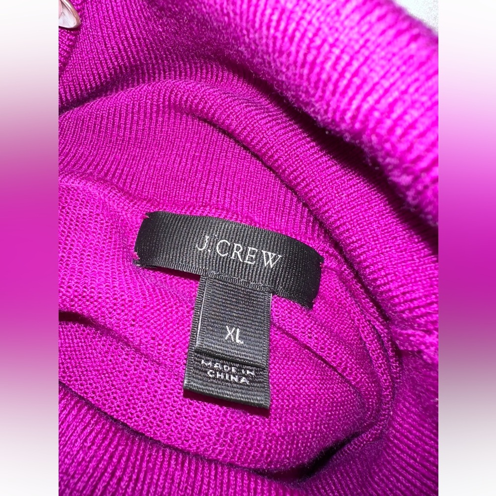 J. Crew Ruffle Turtleneck 100% Merino Wool Purple Womens XL - Picture 5 of 9